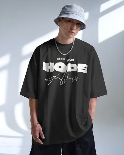 Keep your hope black oversized T-shirt
